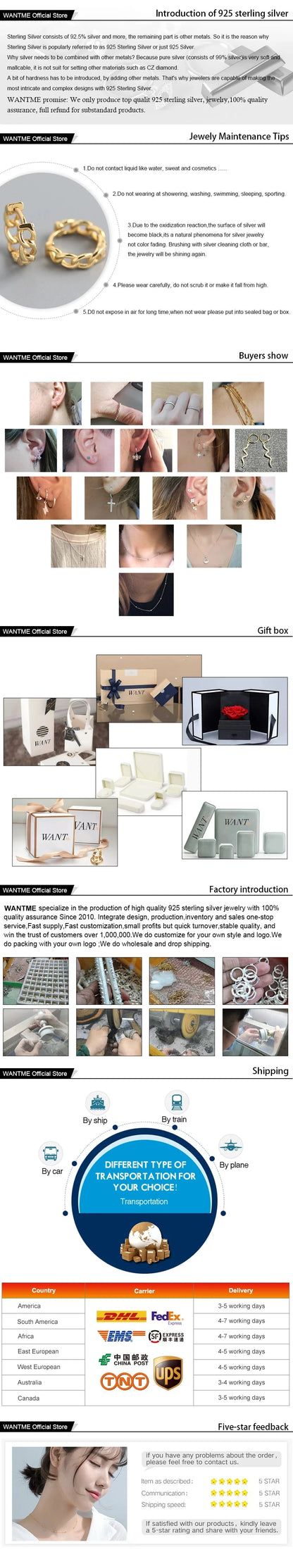 WANTME 925 Sterling Silver Fashion Sweet Flower Shiny Zircon Spiral Bead Stud Earrings for Women Cute Ear Bone Piercing Jewelry - AMULET RING STORE