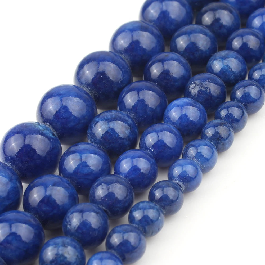 Real Natural Blue Stone Beads Turquoises Agates Amazonite Jades Tiger Eye Round Beads for DIY Couple's Bracelet Jewelry Making - AMULET RING STORE