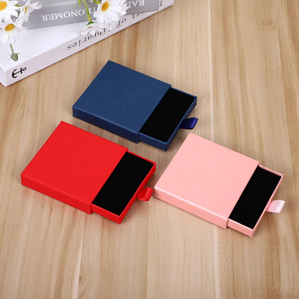 1Pc Thick Kraft Paper Drawer Jewelry Box With Sponge Greet Card for Necklace Bracelet Ring Gift Box Jewelry Packaging Box Joyero - AMULET RING STORE