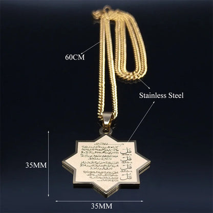 2024 Muslim Islamic Quran Stainless Steel Chain Necklace Women/Men Gold Color Necklaces Pendants Jewelry gargantilla N2279S05
