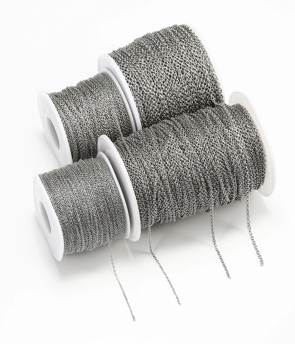 10 m/roll Stainless Steel Cable Chain 1.2 1.5 2.0 2.5 mm O Link Bulk Necklace Chain for DIY Jewelry Making Bracelet Accessories - AMULET RING STORE