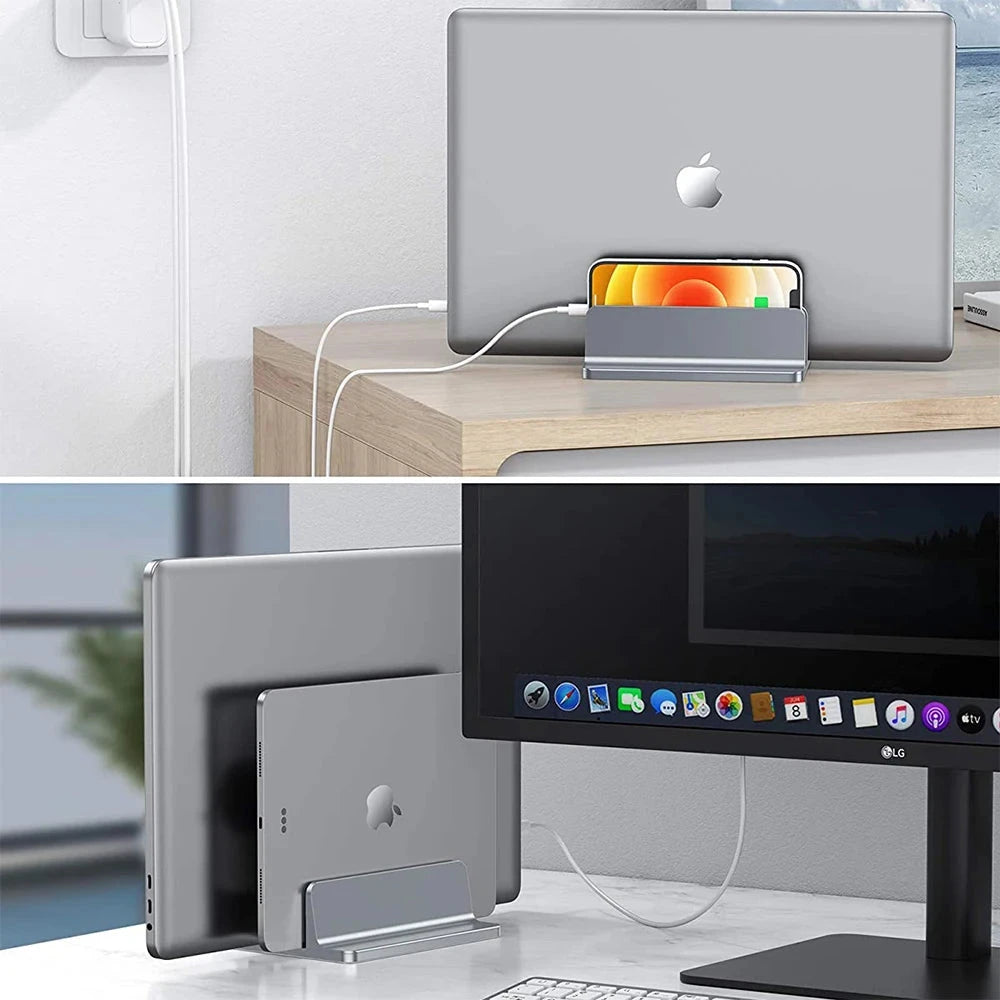 Vertical Laptop Stand Aluminium Adjustable Portable Notebook Mount Support Base Holder For MacBook Pro Air Accessory Book Holder - AMULET RING STORE