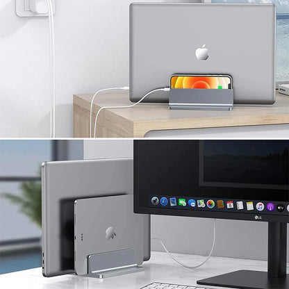 Vertical Laptop Stand Aluminium Adjustable Portable Notebook Mount Support Base Holder For MacBook Pro Air Accessory Book Holder - AMULET RING STORE