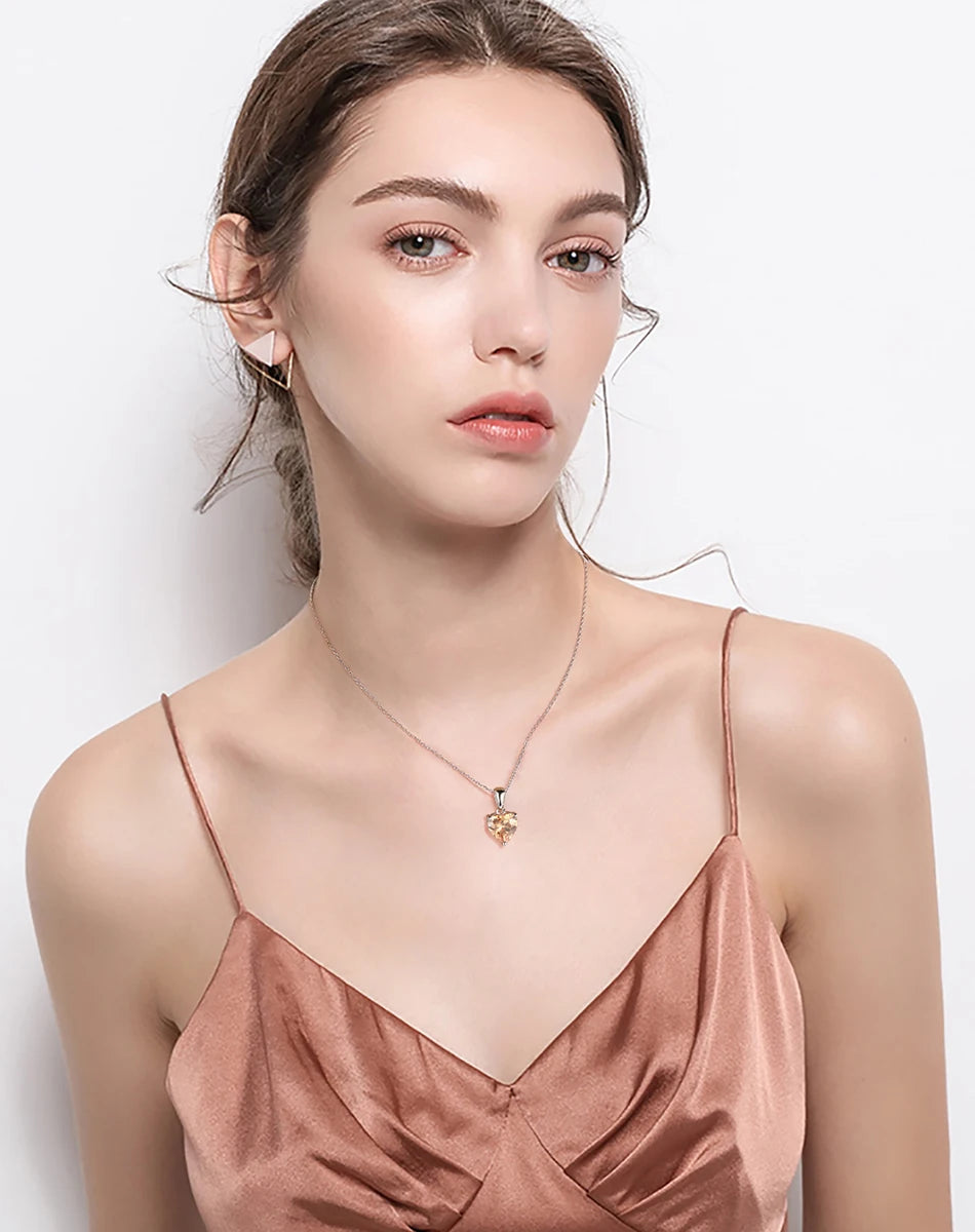 ORSA JEWELS 925 Sterling Silver 12 Color Heart Shaped Birthstone Pendant Necklace Woman Girl's Lucky Birthday Jewelry Gift APN02