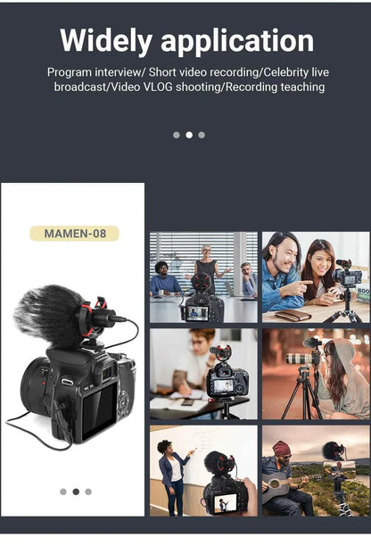 MAMEN Professional DSLR Camera Microphone Shotgun Microfone Cardioid Pickup for Canon Nikon Sony Mobile Phone Vlog Recording