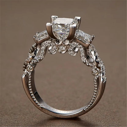Vintage Three stone Lab Diamond Ring 925 sterling silver Bijou Engagement Wedding band Rings for Women Men Charm Party Jewelry