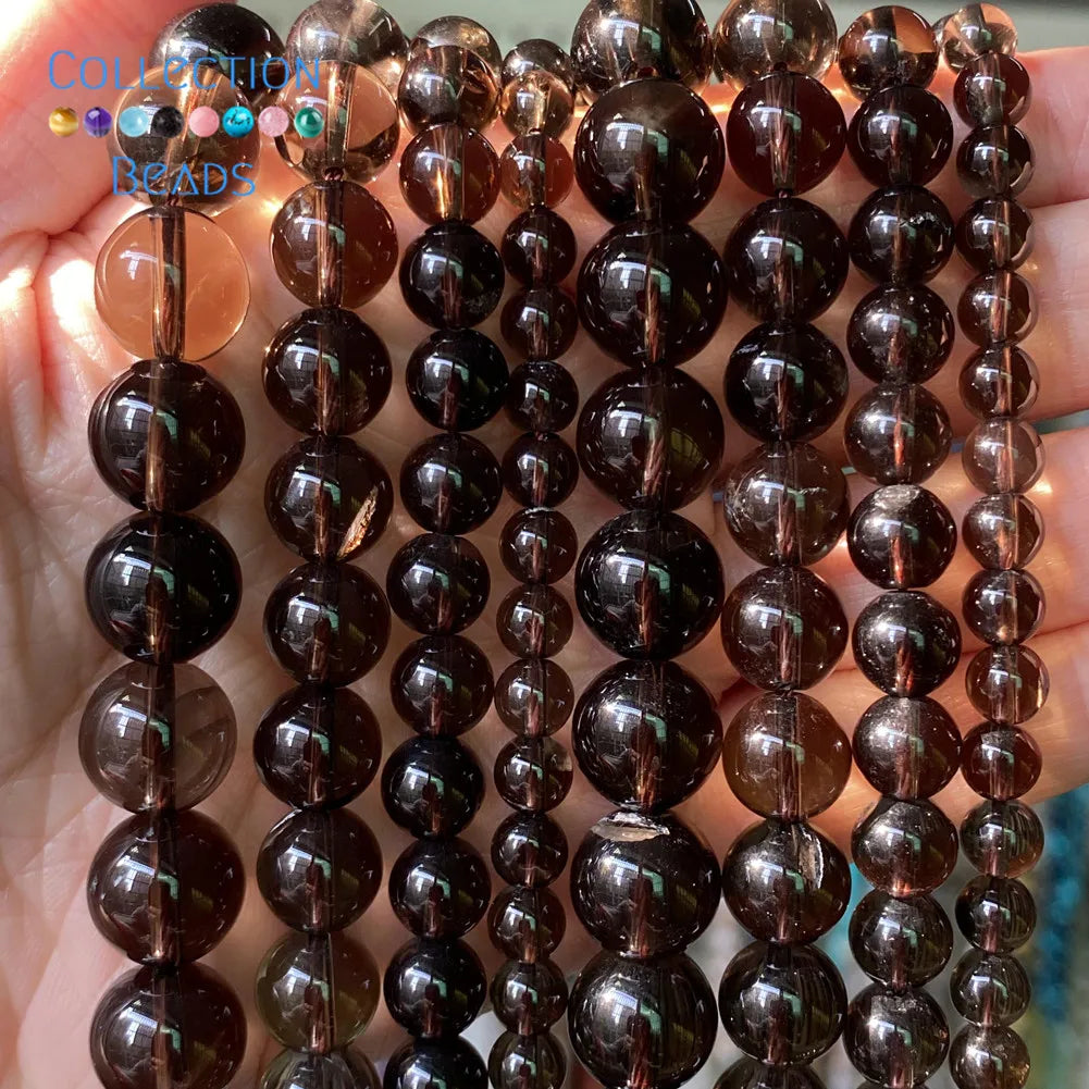 Natural Smoky Quartzs Loose Round Beads For Jewelry Making 6-12 MM DIY Bracelets Accessories 15" Wholesale