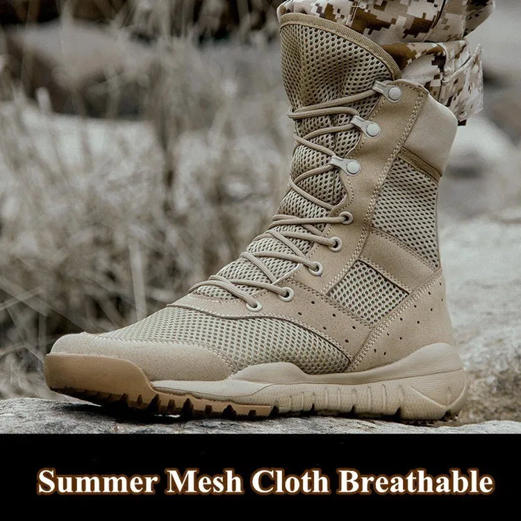 Summer Combat Boot Men Women Climbing Training Lightweight Waterproof Tactical Boots Outdoor Hiking Breathable Mesh Shoes - AMULET RING STORE