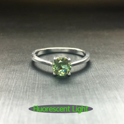 FFGems Simple Zultanite Rings Genuine 925 Sterling Silver  Created Diaspore Color Change for Women Wedding  Party Fine Jewelry