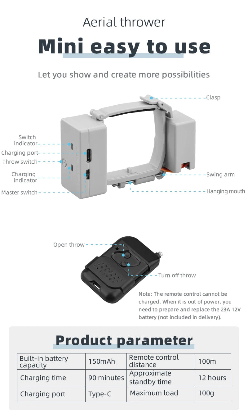 Airdrop System for DJI Mavic 3/2 Pro Zoom AIR 2 Mini 2/Mini 3 Drone Fishing Bait Wedding Ring Gift Deliver Life Rescue Thrower