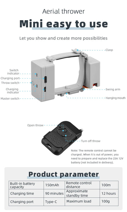 Airdrop System for DJI Mavic 3/2 Pro Zoom AIR 2 Mini 2/Mini 3 Drone Fishing Bait Wedding Ring Gift Deliver Life Rescue Thrower