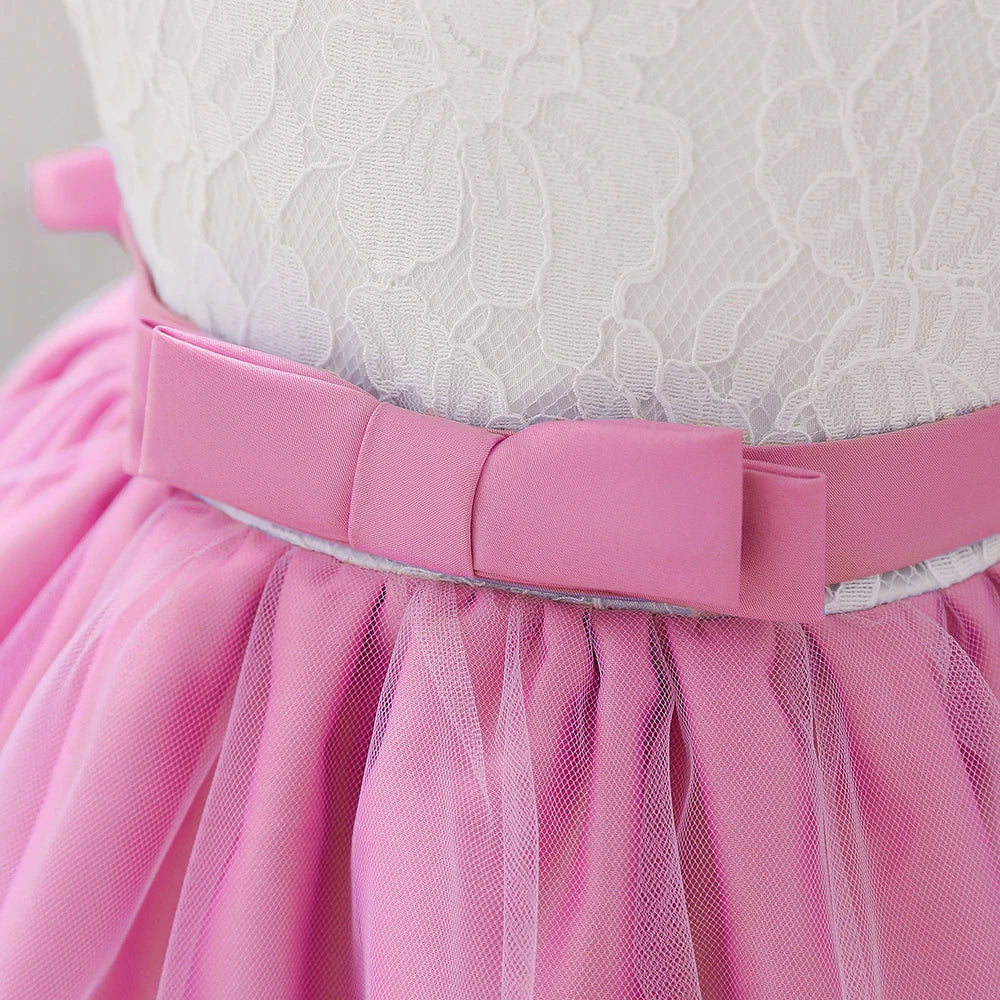 Newborn Long Sleeve Baby Girl Dresses Party Wedding Girl Lace Big Bow Dresses Infant Girl 1st Birthday Princess Baptism Dress