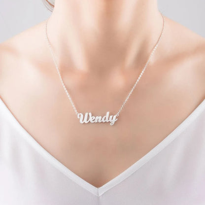 FINE4U N582 Custom Name Necklace Personalized 18K Gold Plated Nameplate Customized Jewelry Gift for Women