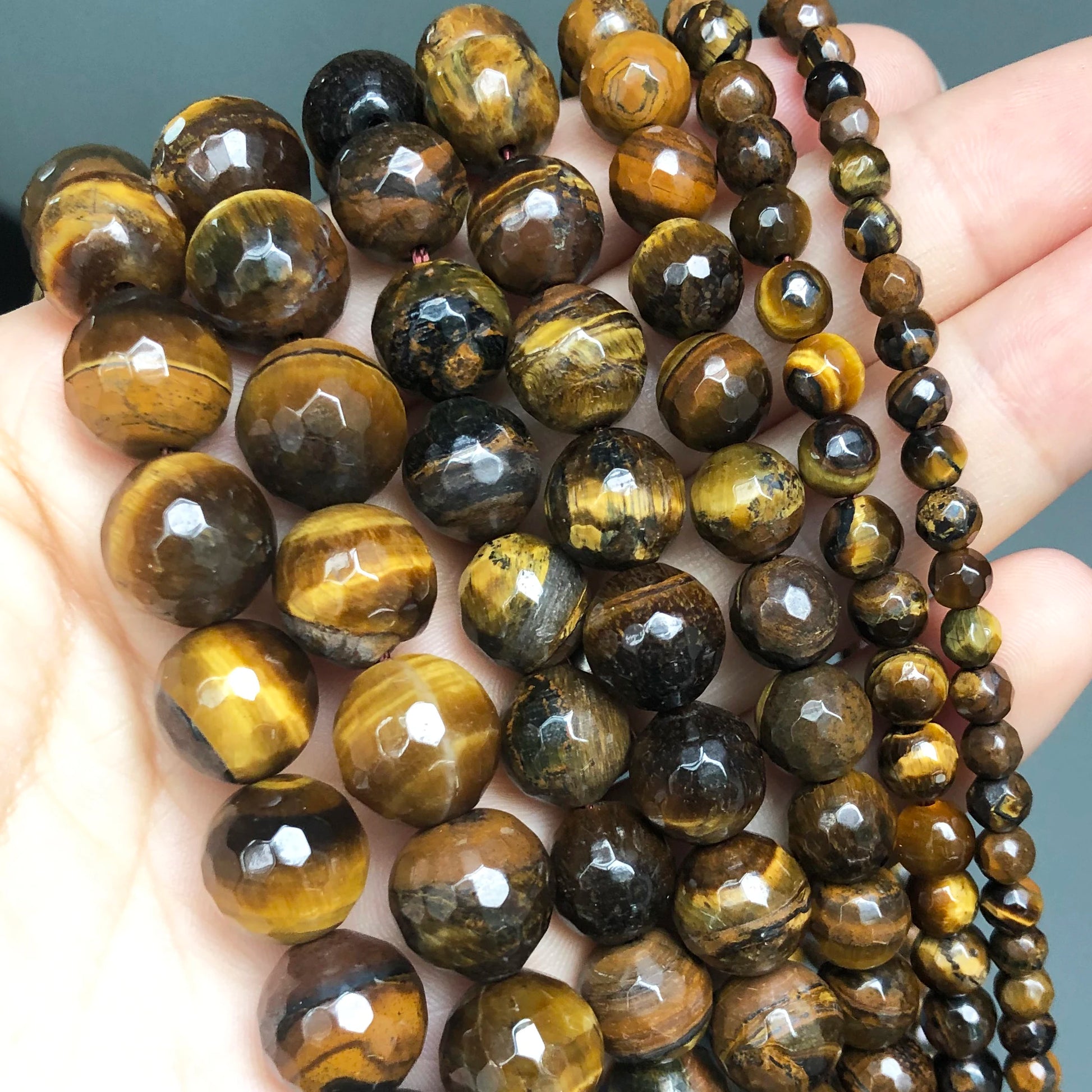 Natural Stone Multicolor Tiger Eye Round Loose Beads For Jewelry Making 4 6 8 10 12 14mm DIY Bracelet Accessories 15'' Strands - AMULET RING STORE