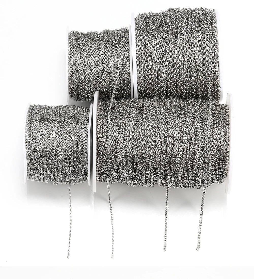 10 m/roll Stainless Steel Cable Chain 1.2 1.5 2.0 2.5 mm O Link Bulk Necklace Chain for DIY Jewelry Making Bracelet Accessories - AMULET RING STORE