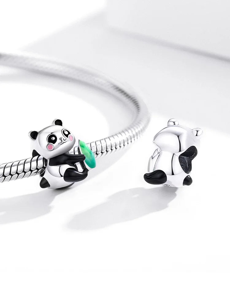 BAMOER 925 Sterling Silver Green Warbler Pendant Colorful CZ Bird Animal Charms Fit Charm Bracelets Bangles DIY Jewelry SCC991 - AMULET RING STORE