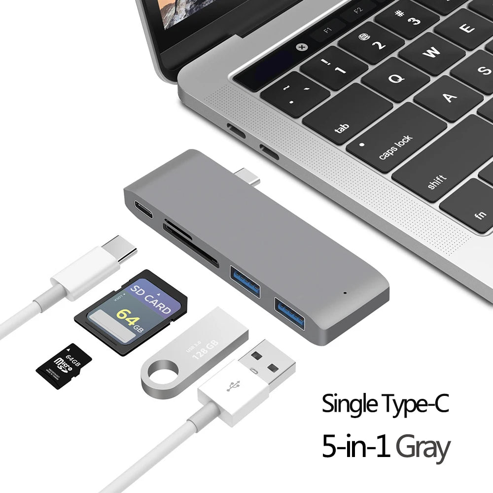 USB 3.1 Type-C Hub to HDMI Adapter 4K Thunderbolt 3 USB C Hub 3.0 TF SD Reader Slot PD For MacBook Air 13 15 Pro 14 M4 M3 M2 M1