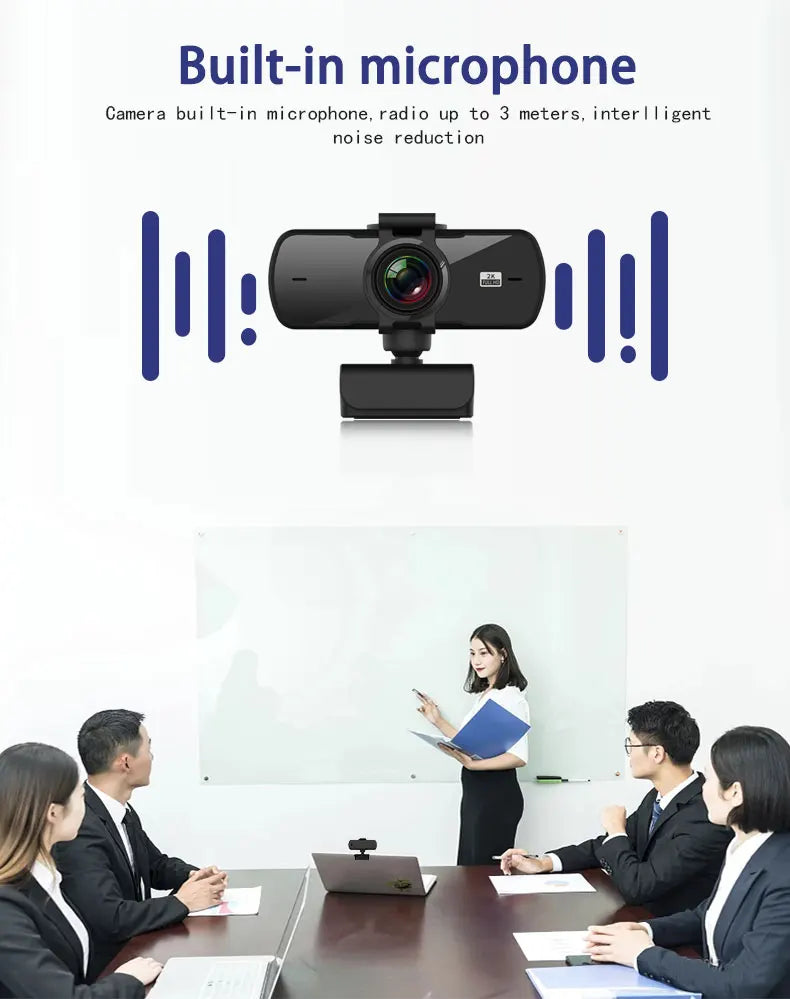 Webcam 2K Full HD 1080P Web Camera Autofocus With Microphone USB Web Cam For PC Computer Mac Laptop Desktop YouTube Webcamera