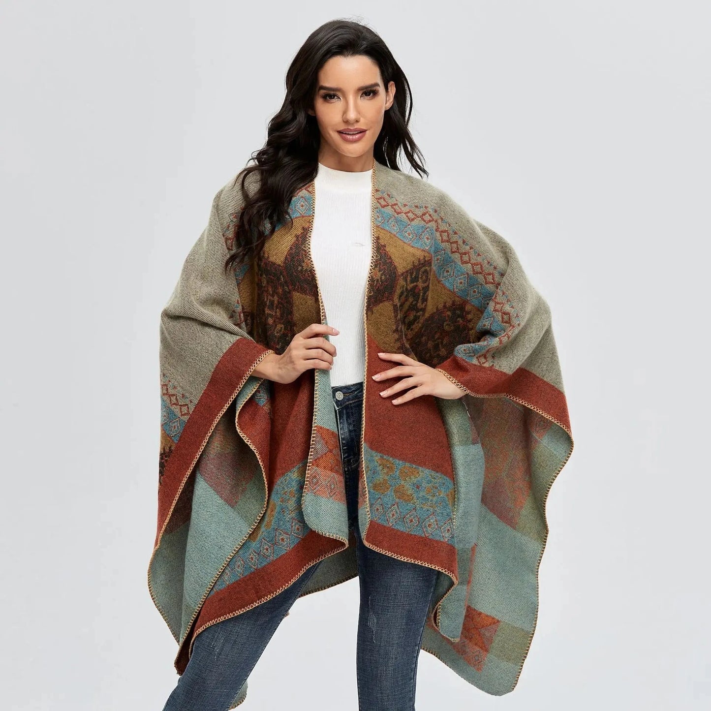 Winter Fashion Poncho Women Capes Scarf Imitation Cashmere Ladies Scarves Warm Shawls Wraps Woman Ponchos Bufanda Mujer Foulard