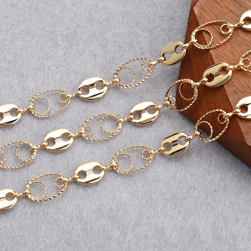 YEGUI C164,jewelry accessories,diy chain,18k gold plated,0.3microns,copper metal,diy bracelet necklace,jewelry making,1m/lot - AMULET RING STORE