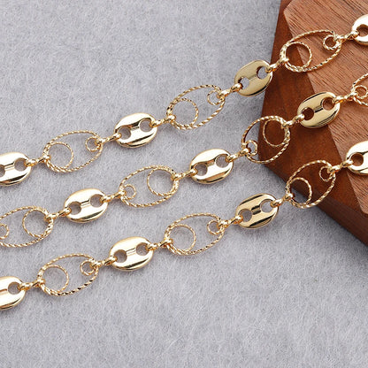 YEGUI C164,jewelry accessories,diy chain,18k gold plated,0.3microns,copper metal,diy bracelet necklace,jewelry making,1m/lot - AMULET RING STORE