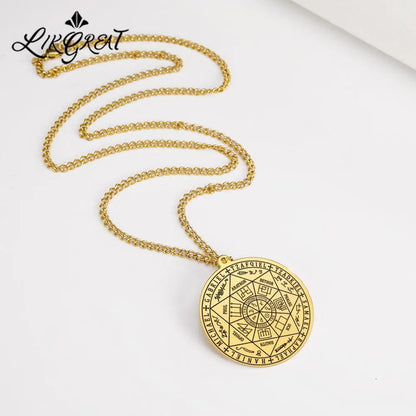 Wicca 7 Archangels Sigil Charm Necklaces Men Women Seal of Solomon Pendant Supernatural Protection Amulet Magic Talisman Jewelry