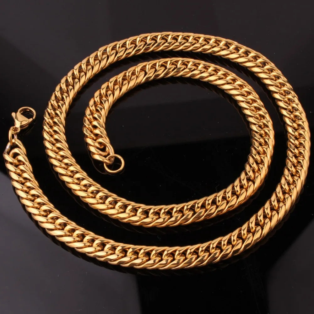 Heavy 16/20mm Gold Color Cuban Curb Link Chain Stainless Steel Necklace Mens Gift Custom Size 7-40inch - AMULET RING STORE