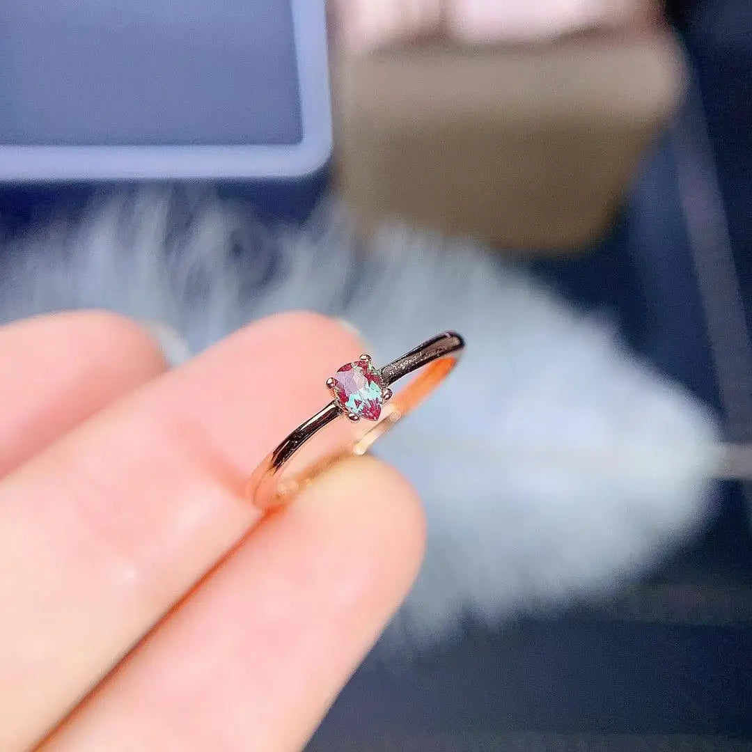 Solid 14K Rose Gold Vintage Alexandrite Engagement Ring