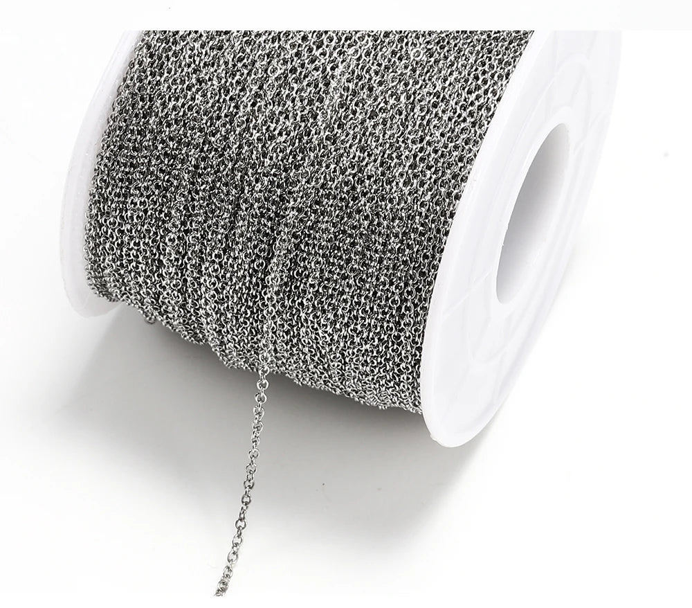 10 m/roll Stainless Steel Cable Chain 1.2 1.5 2.0 2.5 mm O Link Bulk Necklace Chain for DIY Jewelry Making Bracelet Accessories - AMULET RING STORE