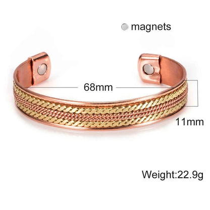 Twisted Pure Copper Bracelets Adjustable 11mm Wide Magnetic Therapy Arthritis Energy Bangles Benefits Cuff Jewelry for Women