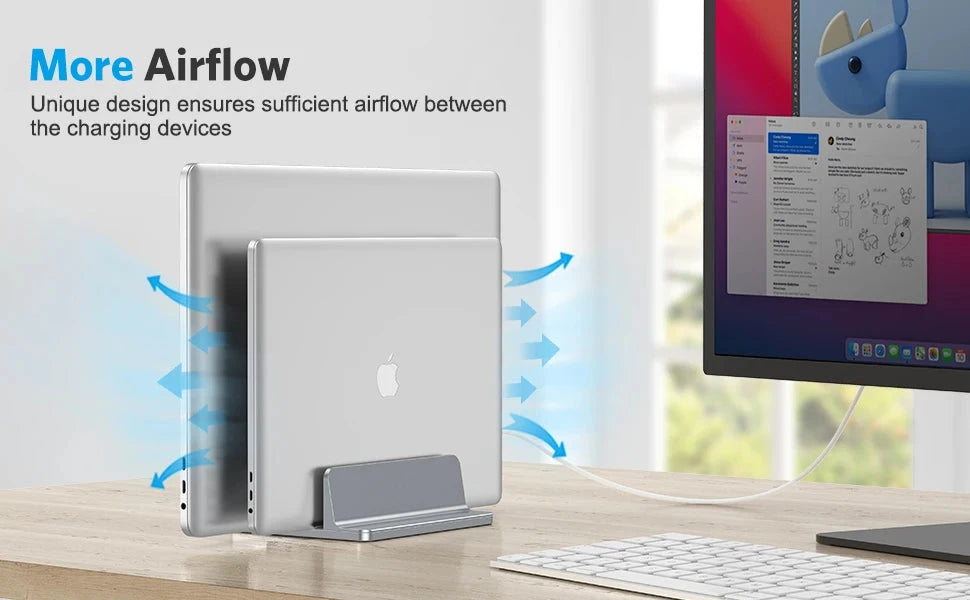 Vertical Laptop Stand Aluminium Adjustable Portable Notebook Mount Support Base Holder For MacBook Pro Air Accessory Book Holder - AMULET RING STORE