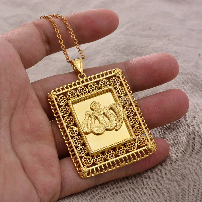 Allah New women gold color necklaces pendant chain AMULET RING STORE