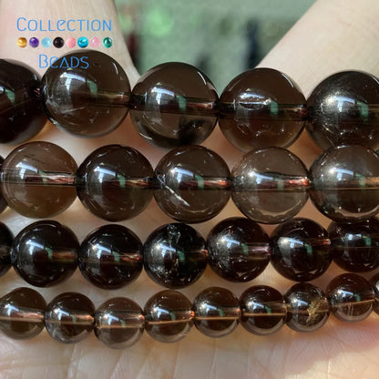 Natural Smoky Quartzs Loose Round Beads For Jewelry Making 6-12 MM DIY Bracelets Accessories 15" Wholesale