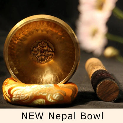 3.15 inch (8 CM) Silent Mind Tibetan Singing Bowl Set Antique Design With Dual Surface Mallet and Yoga physiotherapy - AMULET RING STORE