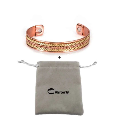 Twisted Pure Copper Bracelets Adjustable 11mm Wide Magnetic Therapy Arthritis Energy Bangles Benefits Cuff Jewelry for Women