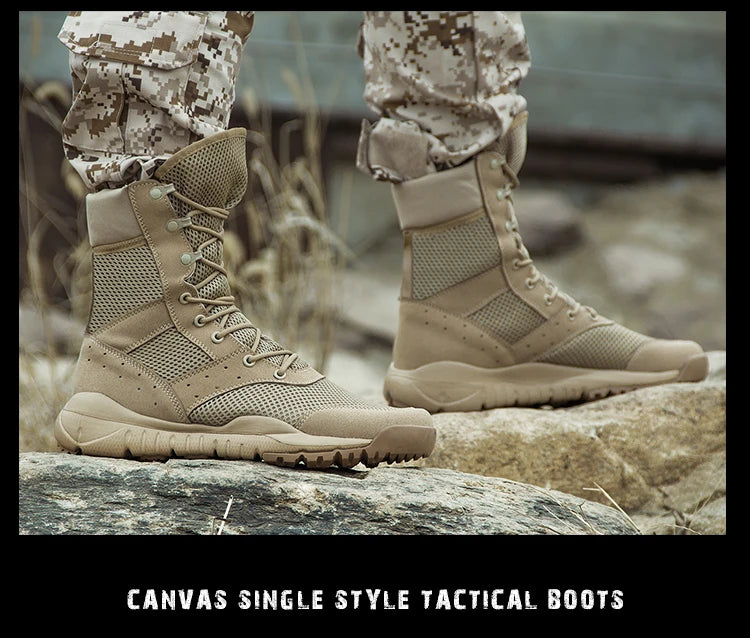 Summer Combat Boot Men Women Climbing Training Lightweight Waterproof Tactical Boots Outdoor Hiking Breathable Mesh Shoes - AMULET RING STORE