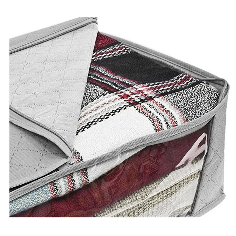 1Piece Large Storage Box Zipper Cover Window Folding Organizer Bedroom Shelf Wardrobe Cloth Toy Fabric Foldable Box For Objects - AMULET RING STORE