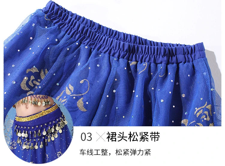 Children Indian Belly Dance Costume Girl Dress Bollywood Belly Dance 4Pcs/Set Performance Kids With Coins Accessories