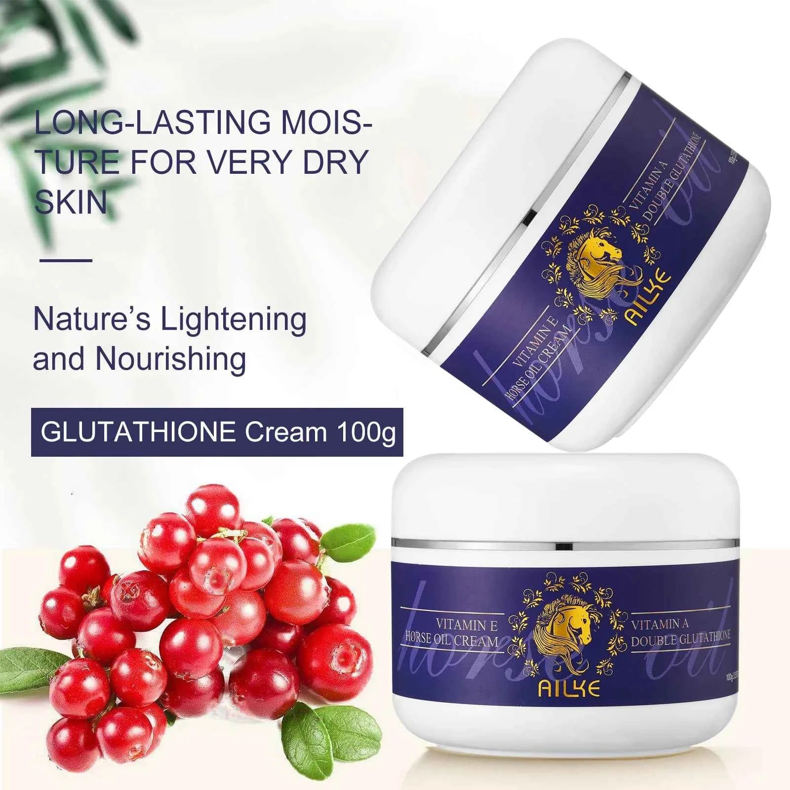 AILKE Whitening Cream, Glutathione Body Lotion for Brighter Skin, Reduce Dark Spots, Black Spots, Moisturizing, Even Skin Tone