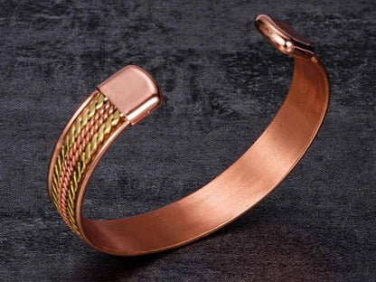 Twisted Pure Copper Bracelets Adjustable 11mm Wide Magnetic Therapy Arthritis Energy Bangles Benefits Cuff Jewelry for Women