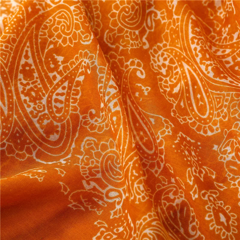 New Women Fashion Orange Cashew Floral Viscose Shawl Scarf From Aztec Ethnic Echarpe Foulard Femme Bufanda Muslim Hijab 180*90Cm - AMULET RING STORE