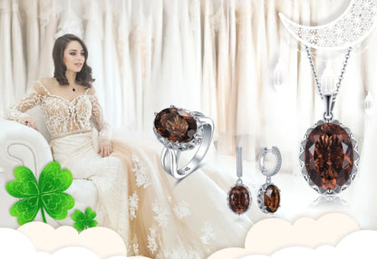 JewelryPalace Large 5.7ct Genuine Oval Smoky Quartz 925 Sterling Silver Big Gemstone Cocktail Statement Rings for Women Jewelry