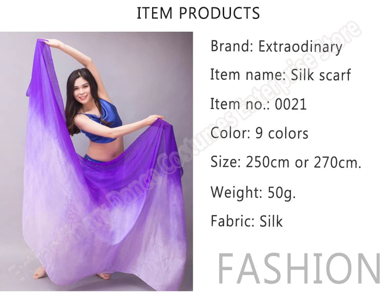Silk Shawl For Belly Dancing Shawls Belly Dance Silk Veil Scarves Face Customized Hand Thrown Scarf Gradient 200cm 250cm 270cm