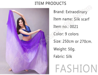 Silk Shawl For Belly Dancing Shawls Belly Dance Silk Veil Scarves Face Customized Hand Thrown Scarf Gradient 200cm 250cm 270cm