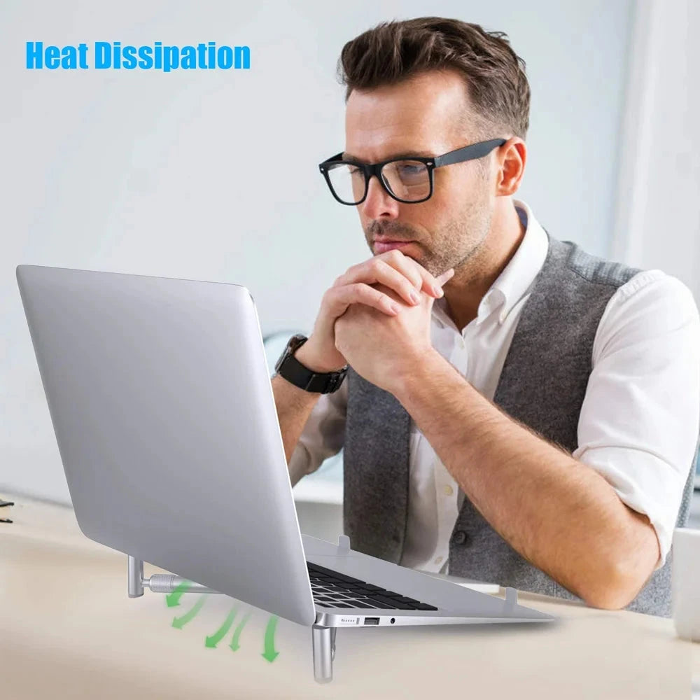 Portable Laptop Stand Aluminum Alloy Holder Foldable Universal Notebook PC Riser Support for Macbook Pro Android 12~17in Laptop - AMULET RING STORE