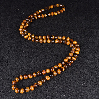 Natural Tiger Eye Stone Beads Necklaces Men Fashion Meditation Yoga Necklaces for Women New Design Handmade Reiki Prayer Jewelry