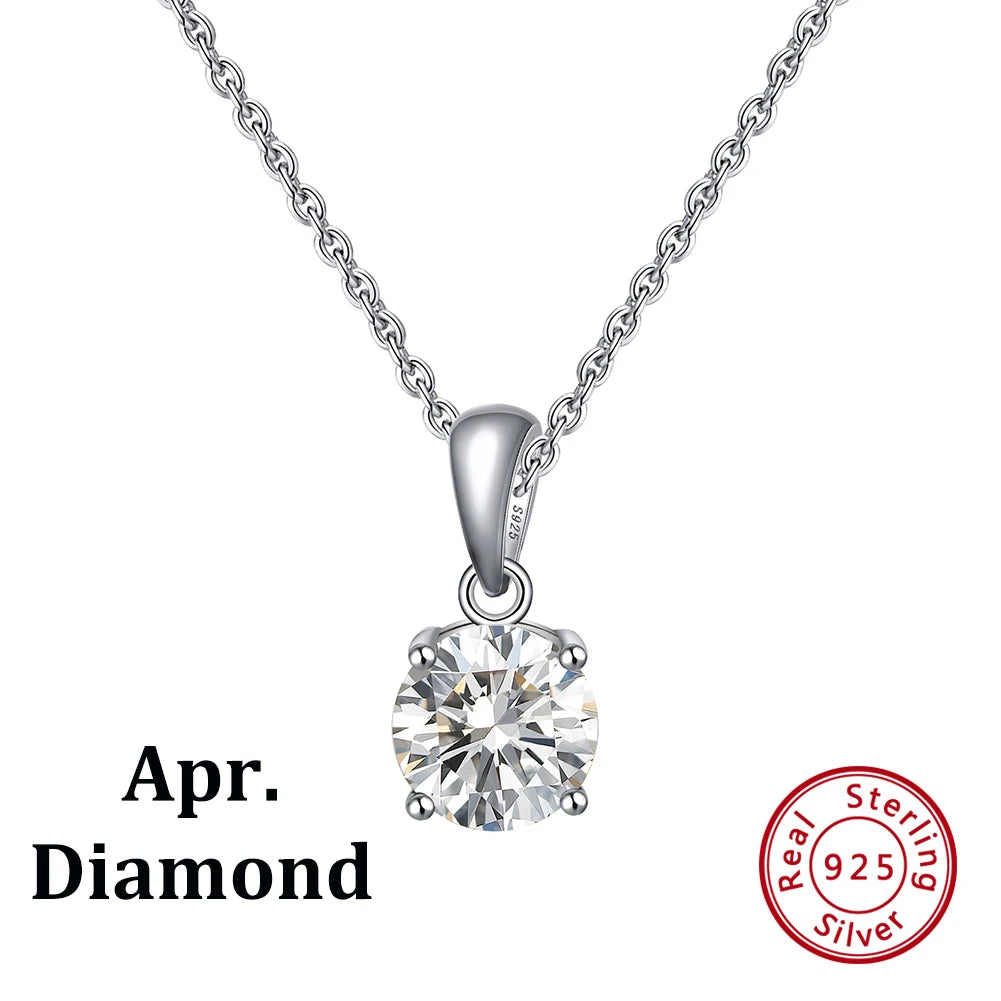 ORSA JEWELS 925 Sterling Silver 12 Color Heart Shaped Birthstone Pendant Necklace Woman Girl's Lucky Birthday Jewelry Gift APN02