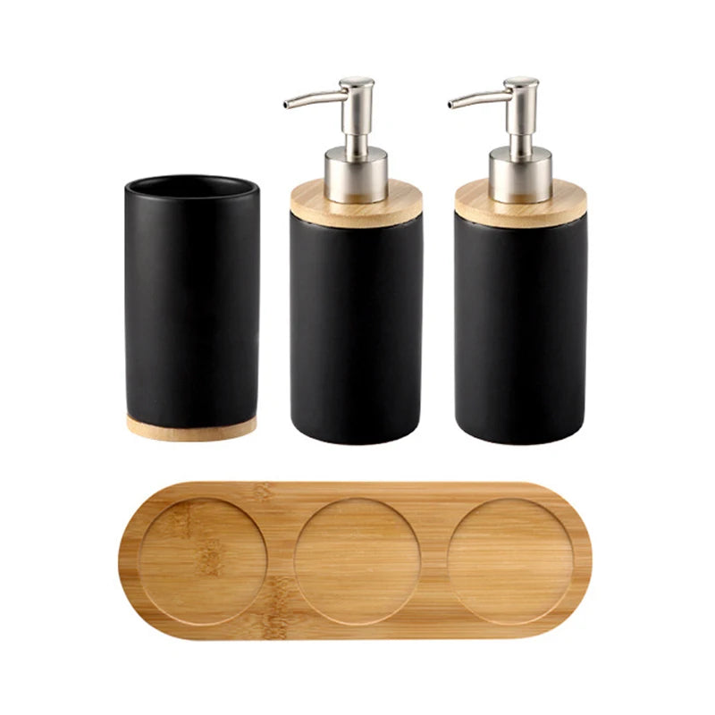 UNTIOR 3PCS Ceramic Bathroom Accessories Set Fashion Soap Dispenser Toothbrush Holder Tumbler Ceramic Household Bathroom Product - AMULET RING STORE