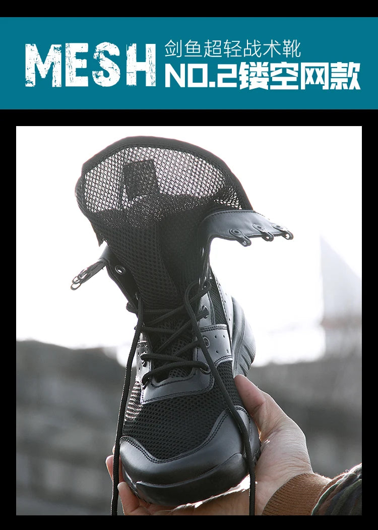 Summer Combat Boot Men Women Climbing Training Lightweight Waterproof Tactical Boots Outdoor Hiking Breathable Mesh Shoes - AMULET RING STORE