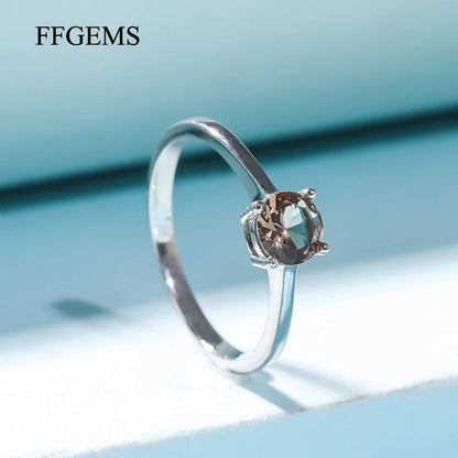 FFGems Simple Zultanite Rings Genuine 925 Sterling Silver  Created Diaspore Color Change for Women Wedding  Party Fine Jewelry
